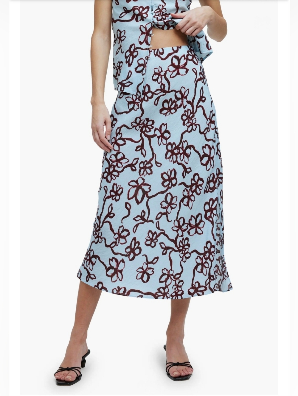 Madewell The Layton Floral Midi Slip Skirt